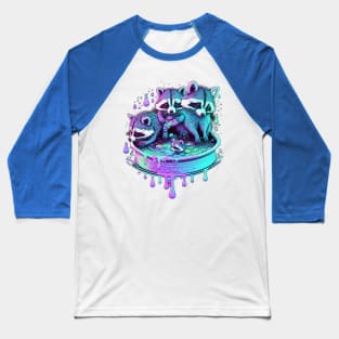 Synthwave Raccoon Neon Liquid Art Baseball T-Shirt